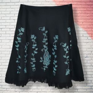 Y2K Carole Little Embroidered Lined Skirt - 2P, NWOT